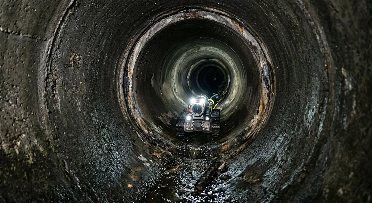 Robotic sewer camera inspecting pipe interior for Sewer Line Cleaning in Diamond Springs